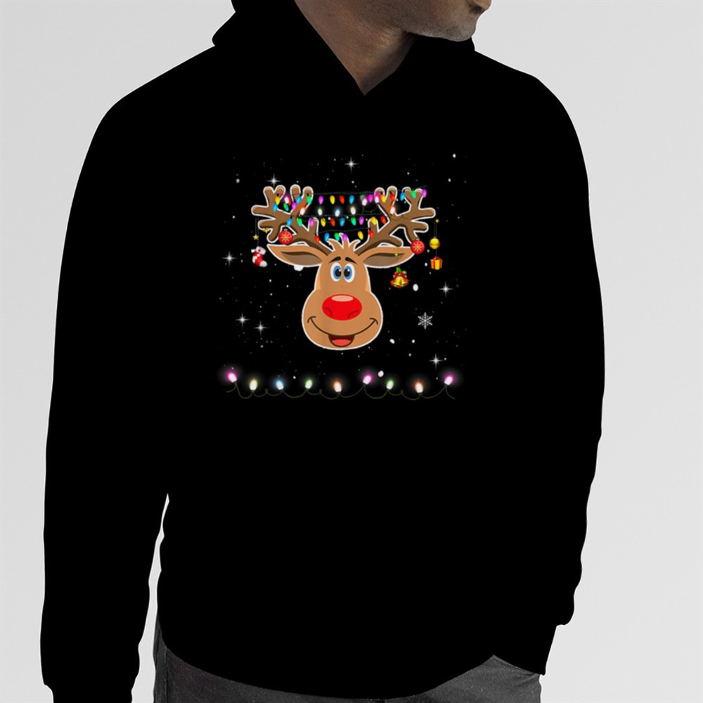 RUDOLPH Red Nose Reindeer Tee Snow-Snowflakes T-Shirt B0BM9RVHRB