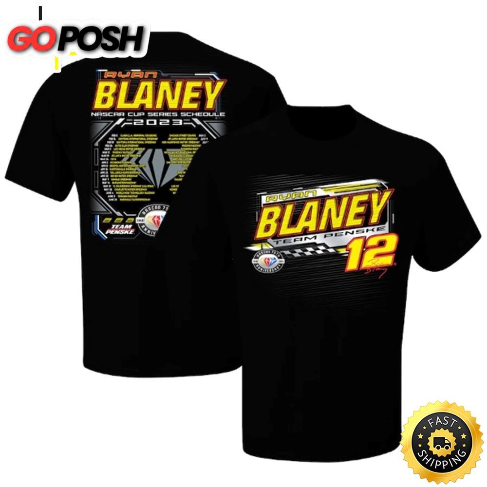 Ryan Blaney Team Penske 2023 NASCAR Cup Series Schedule Black T-shirt