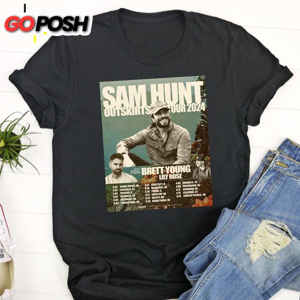 Sam Hunt Summer On The Outskirts 2025 Tour Black Shirt