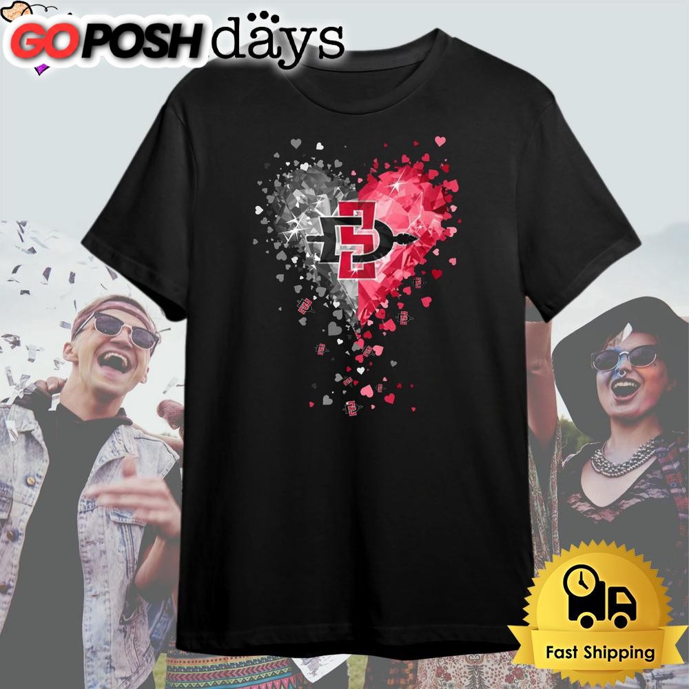San Diego State Aztecs Crystal Heart T Shirt