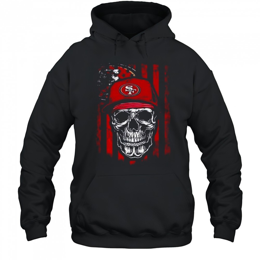 San Francisco 49ers NFL Skull American Flag Footaball Lover T-Shirt