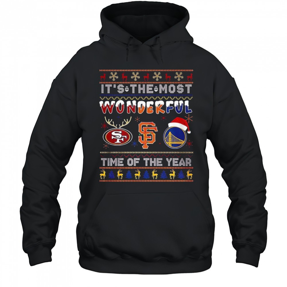San Francisco 49Ers San Francisco Giants and Golden State Warriors its the most wonderful Ugly Christmas shirt