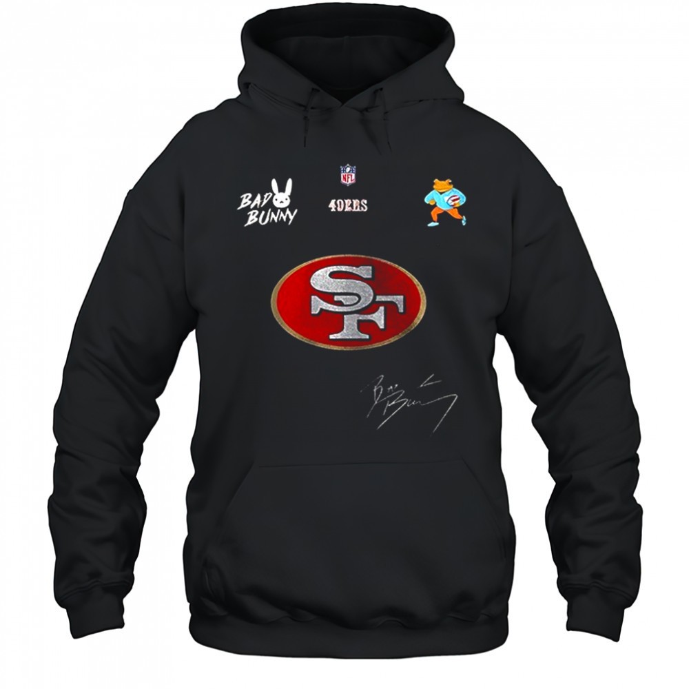 San Francisco 49ers x Bad Bunny Benito football mascot signature shirt