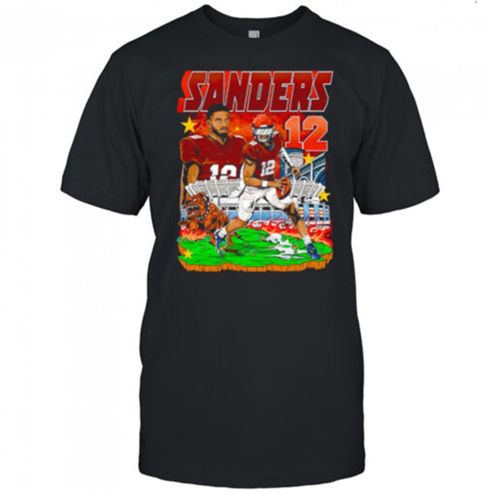 sanders-12-football-player-brown-jersey-stadium-bulldog-comic-style-graphic-shir-u46houm5 Sanders 12 Football Player Brown Jersey Stadium Bulldog Comic Style Graphic Shirt