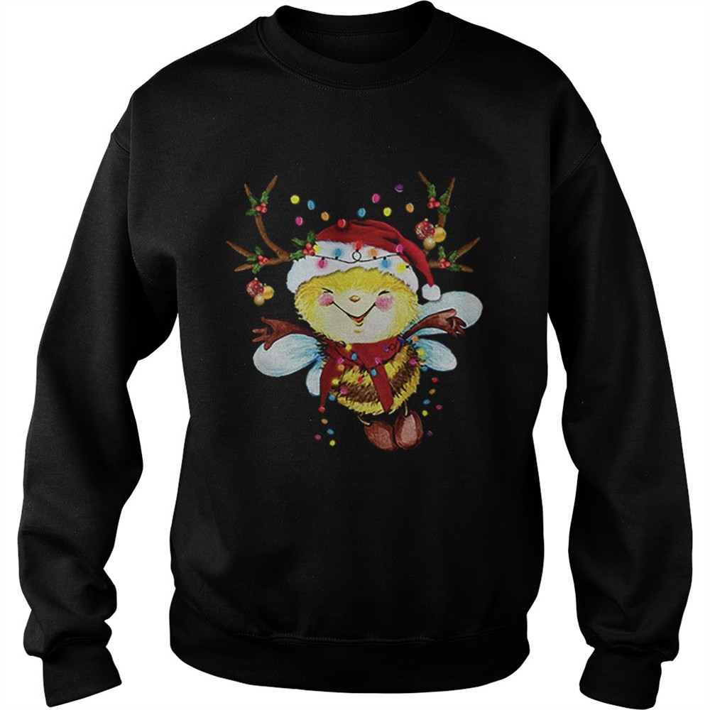 Santa Bee Reindeer Light Christmas shirt