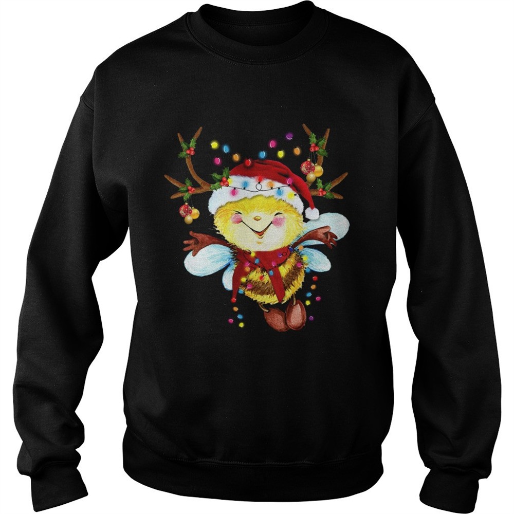 Santa Bee Reindeer Light Christmas shirt
