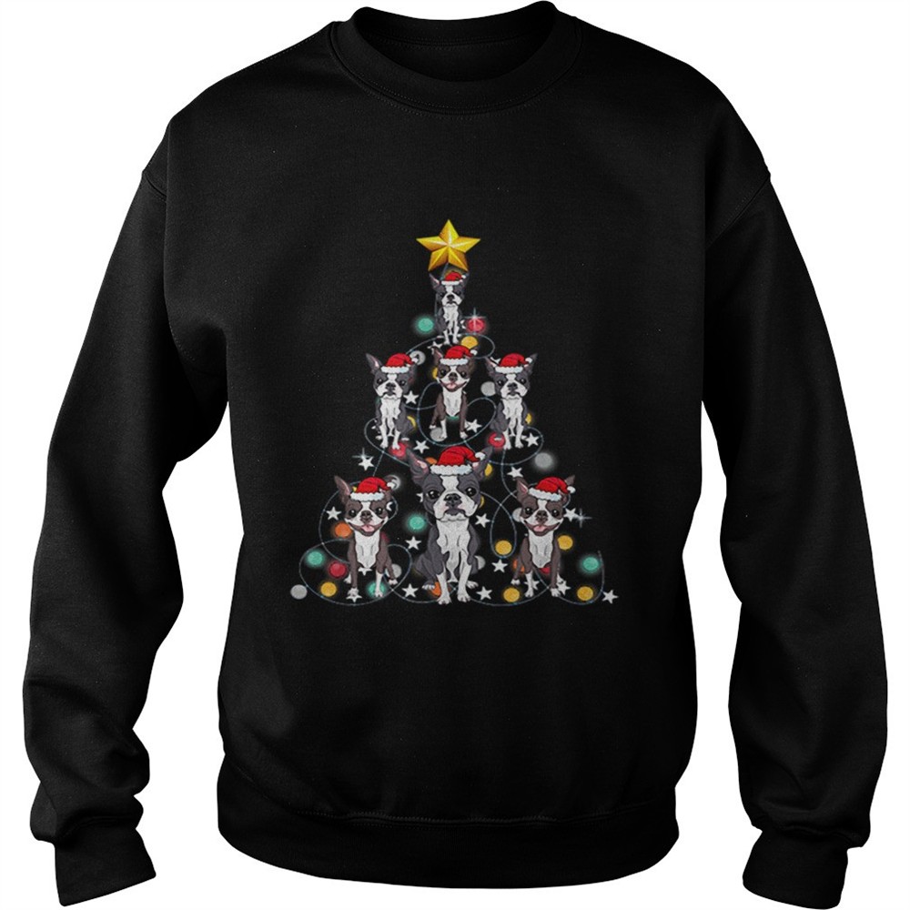 Santa Boston Terrier Christmas Tree Light shirt