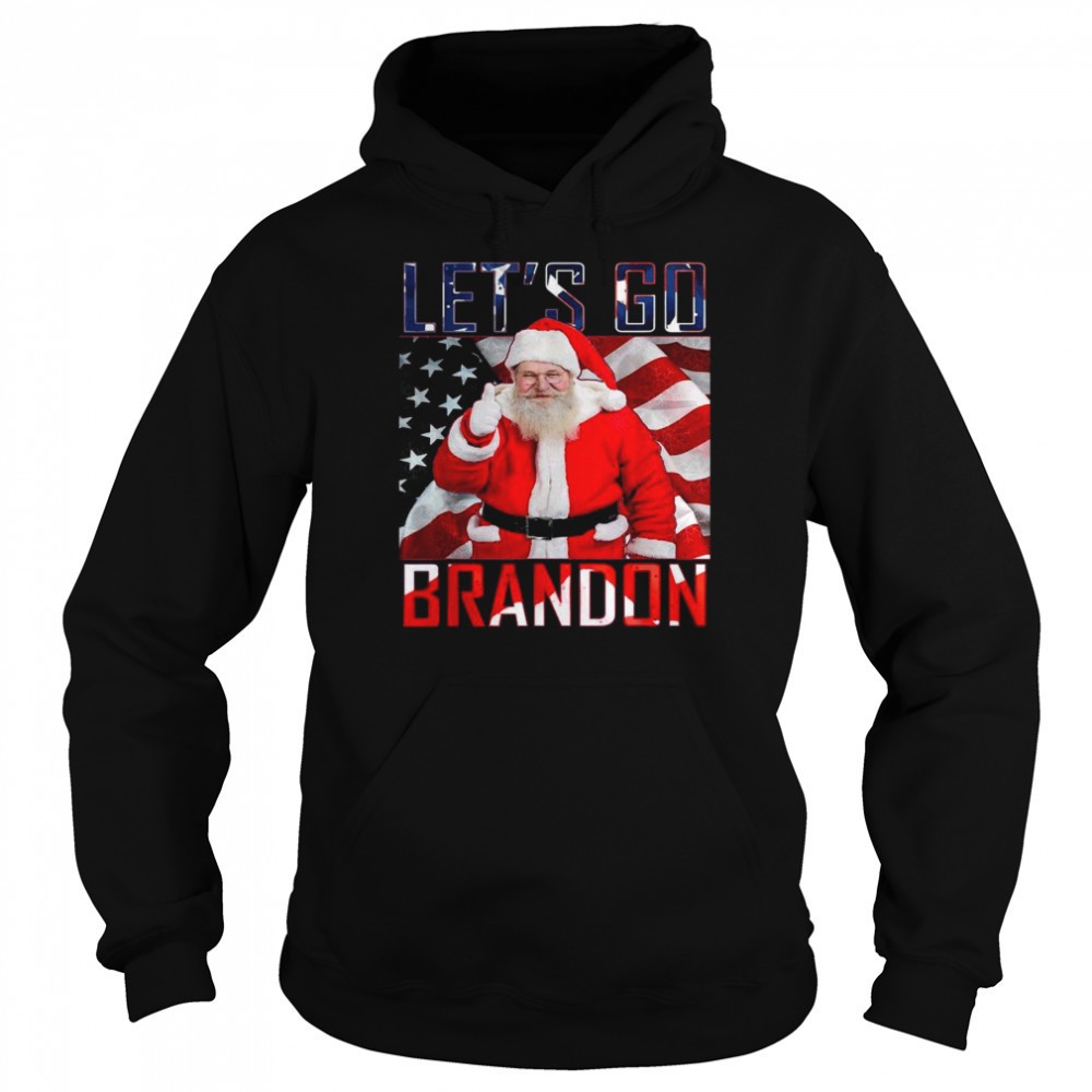 Santa Claus good lets go brandon American flag Christmas shirt