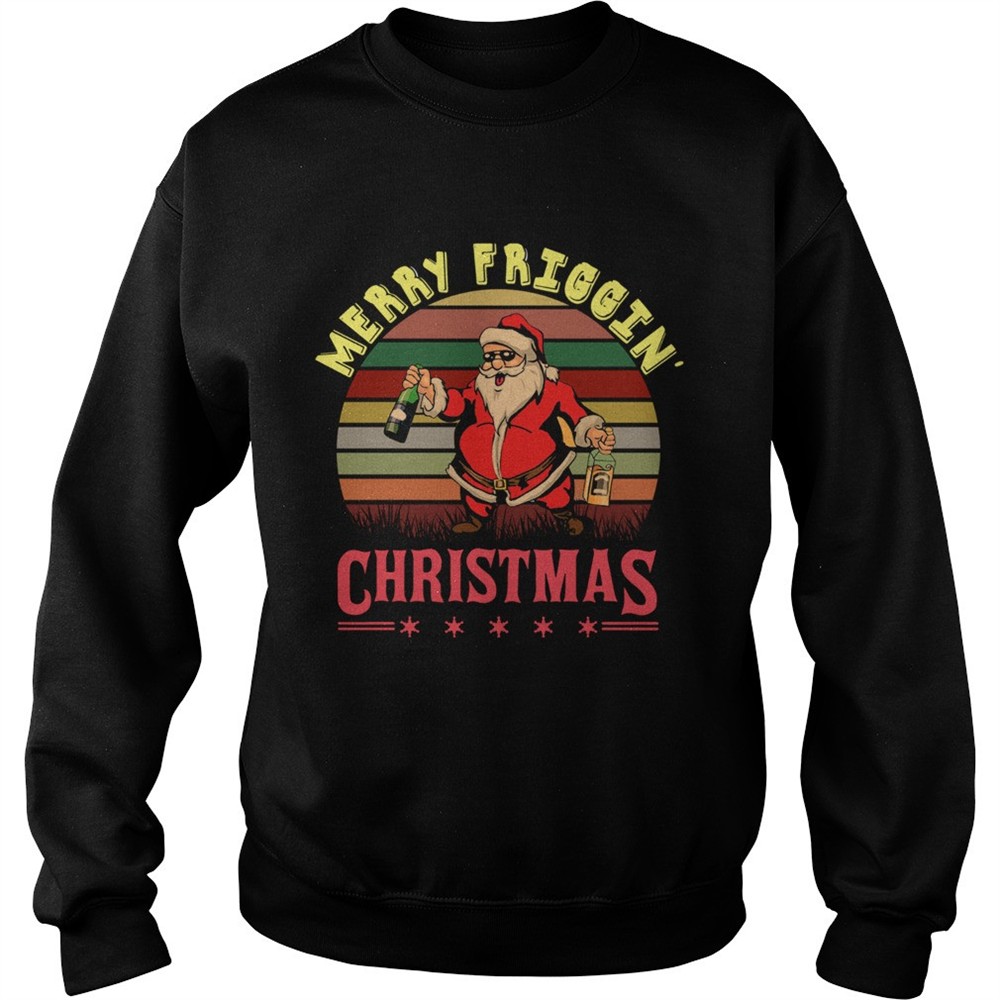 Santa Claus Merry friggin christmas sunset shirt