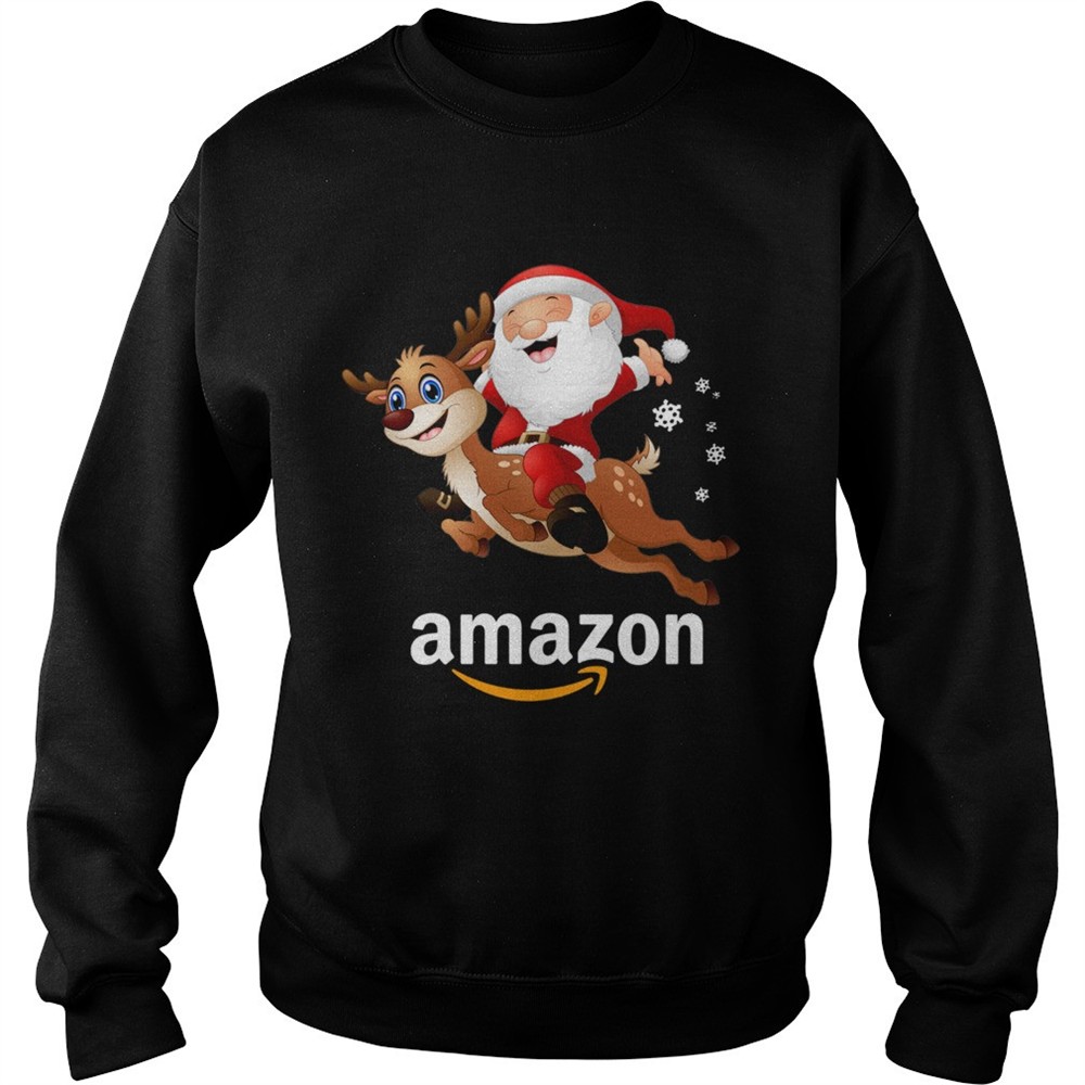 Santa Claus riding reindeer Amazon shirt