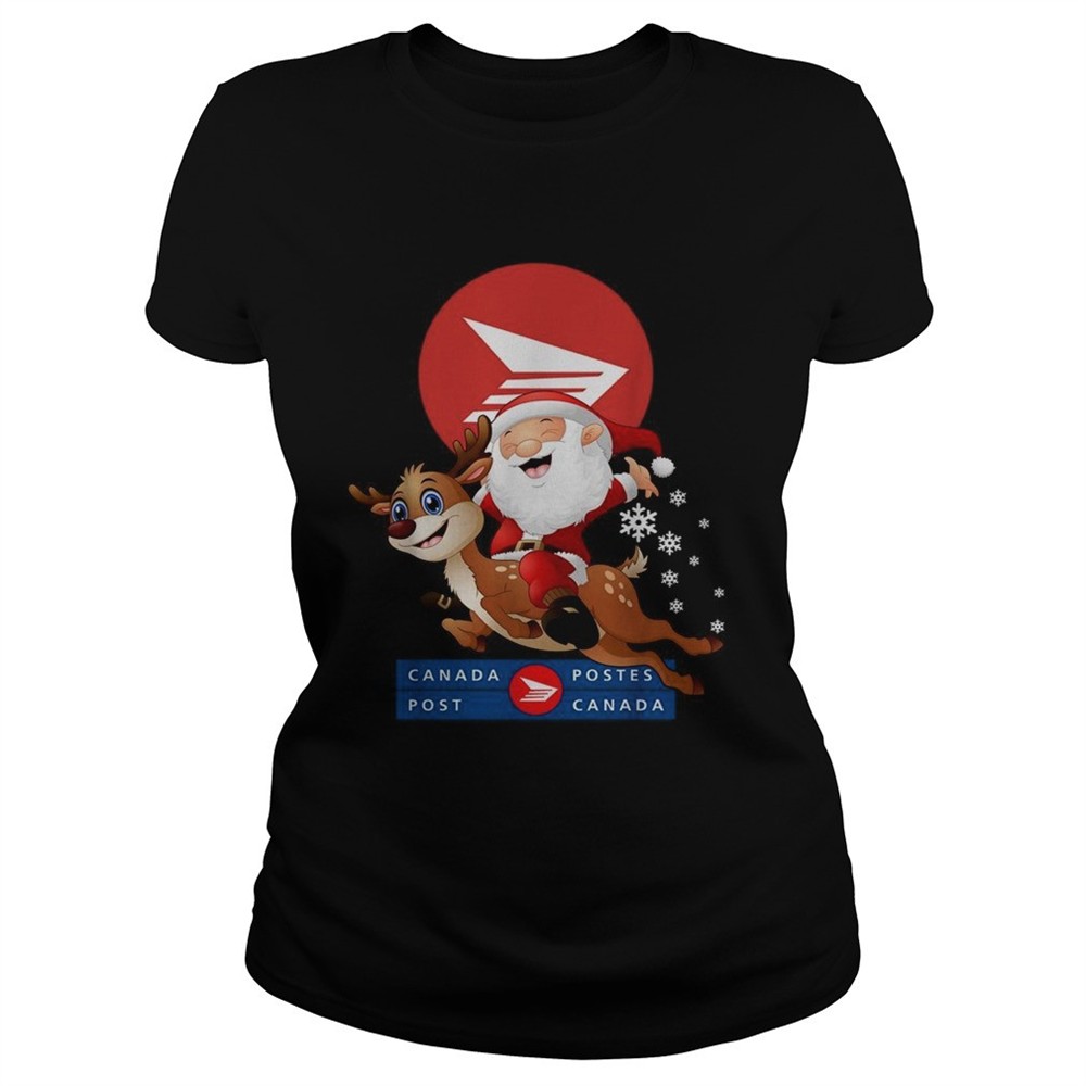 santa-claus-riding-reindeer-canada-postes-christmas-shirt-ybuvw0hx Santa Claus riding reindeer Canada Postes Christmas shirt