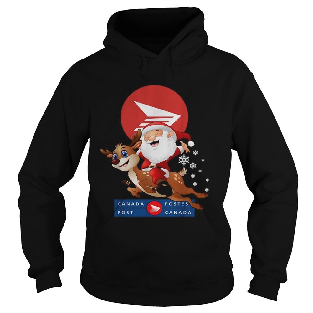 santa-claus-riding-reindeer-canada-postes-christmas-shirt-ybuvw0hx Santa Claus riding reindeer Canada Postes Christmas shirt