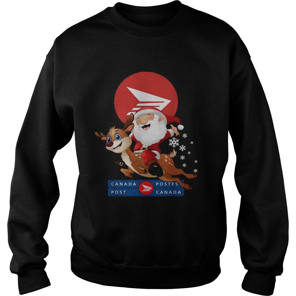 santa-claus-riding-reindeer-canada-postes-christmas-shirt-ybuvw0hx Santa Claus riding reindeer Canada Postes Christmas shirt