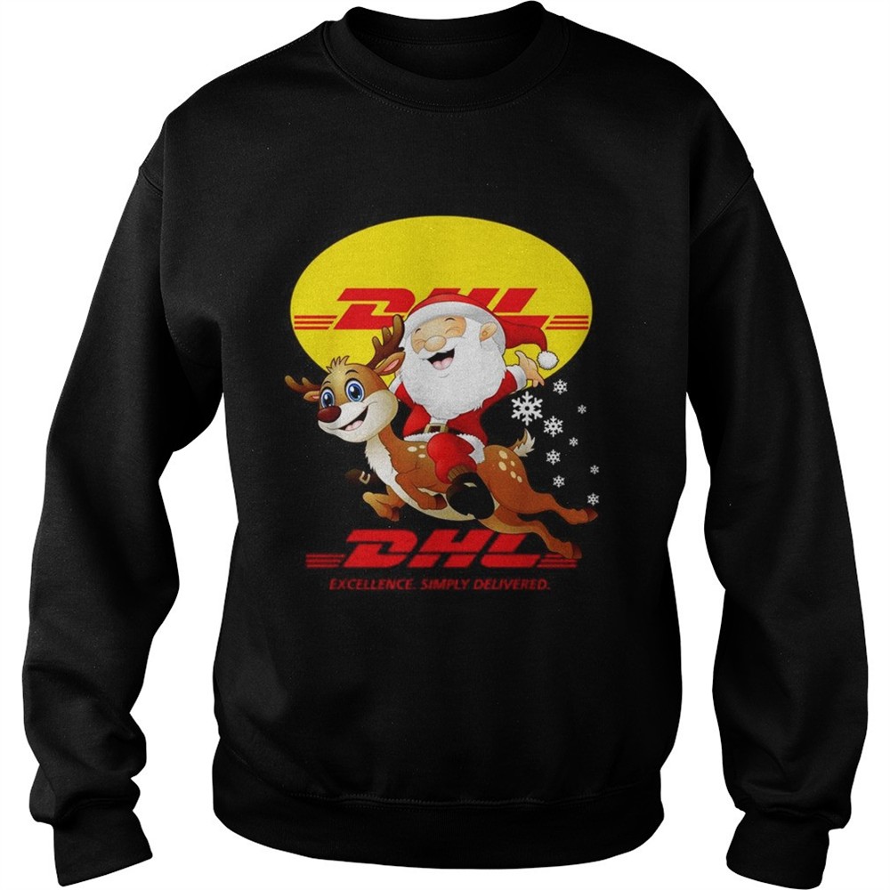 Santa Claus Riding Reindeer DHL Excellence Simply Delivered shirt