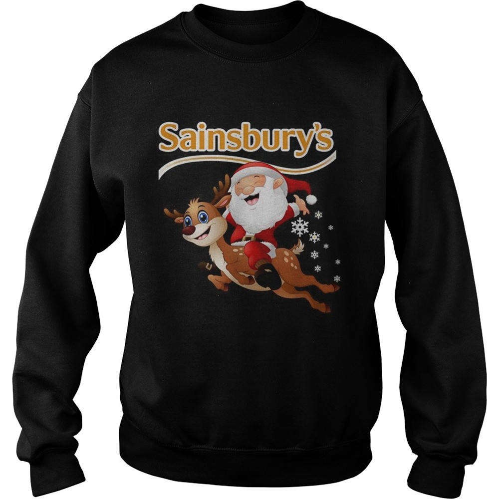 Santa Claus riding reindeer Sainsburys shirt