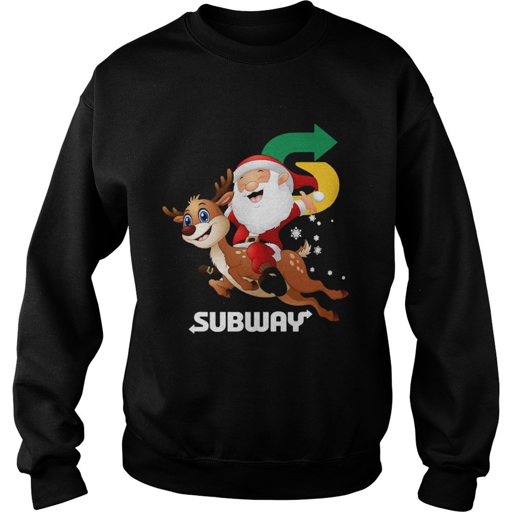 Santa Claus riding reindeer Subway shirt