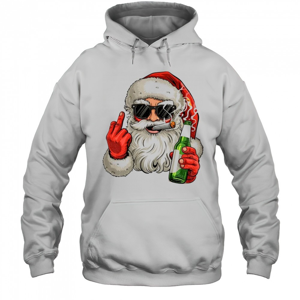 Santa Claus smoking middle finger Merry Christmas shirt