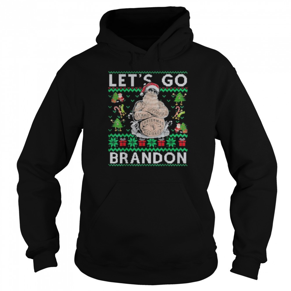 Santa Claus Tattoo Lets Go Brandon Ugly Christmas shirt