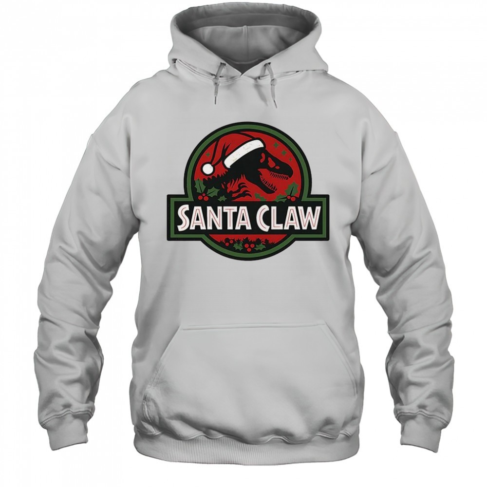 Santa Claw Jurassic Park logo Christmas shirt