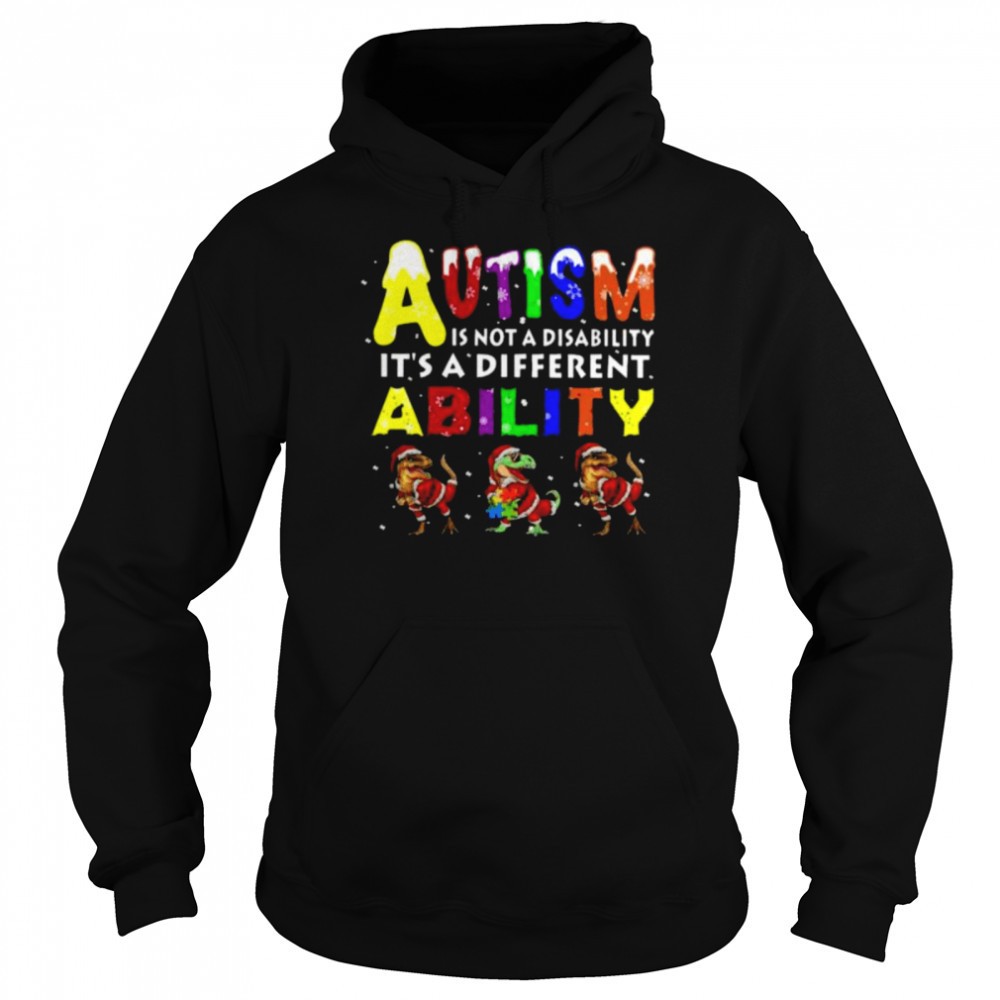 Santa Dinosaur Autism is not a disability its a different ability Christmas shirt