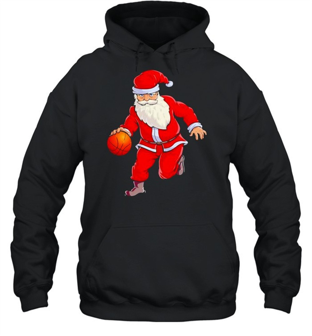 Santa dribbling a basketball Christmas shirt