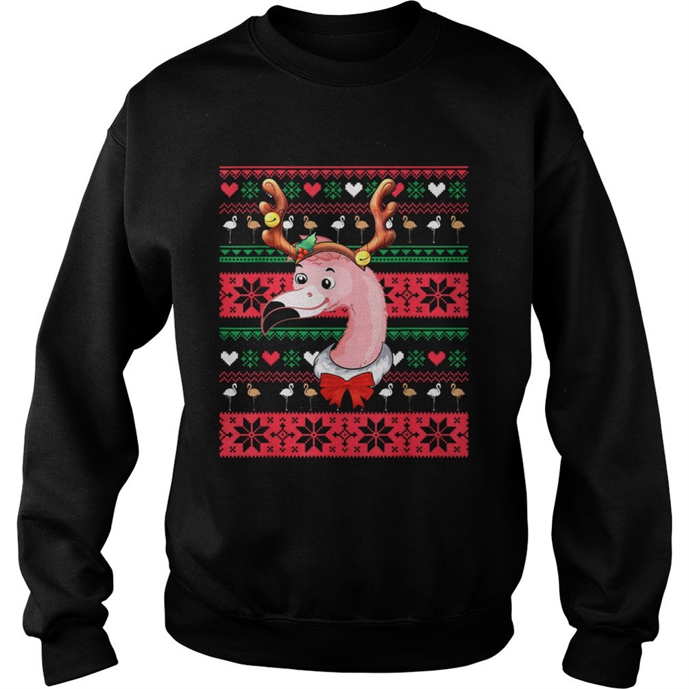 Santa Flamingo Reindeer ugly christmas shirt