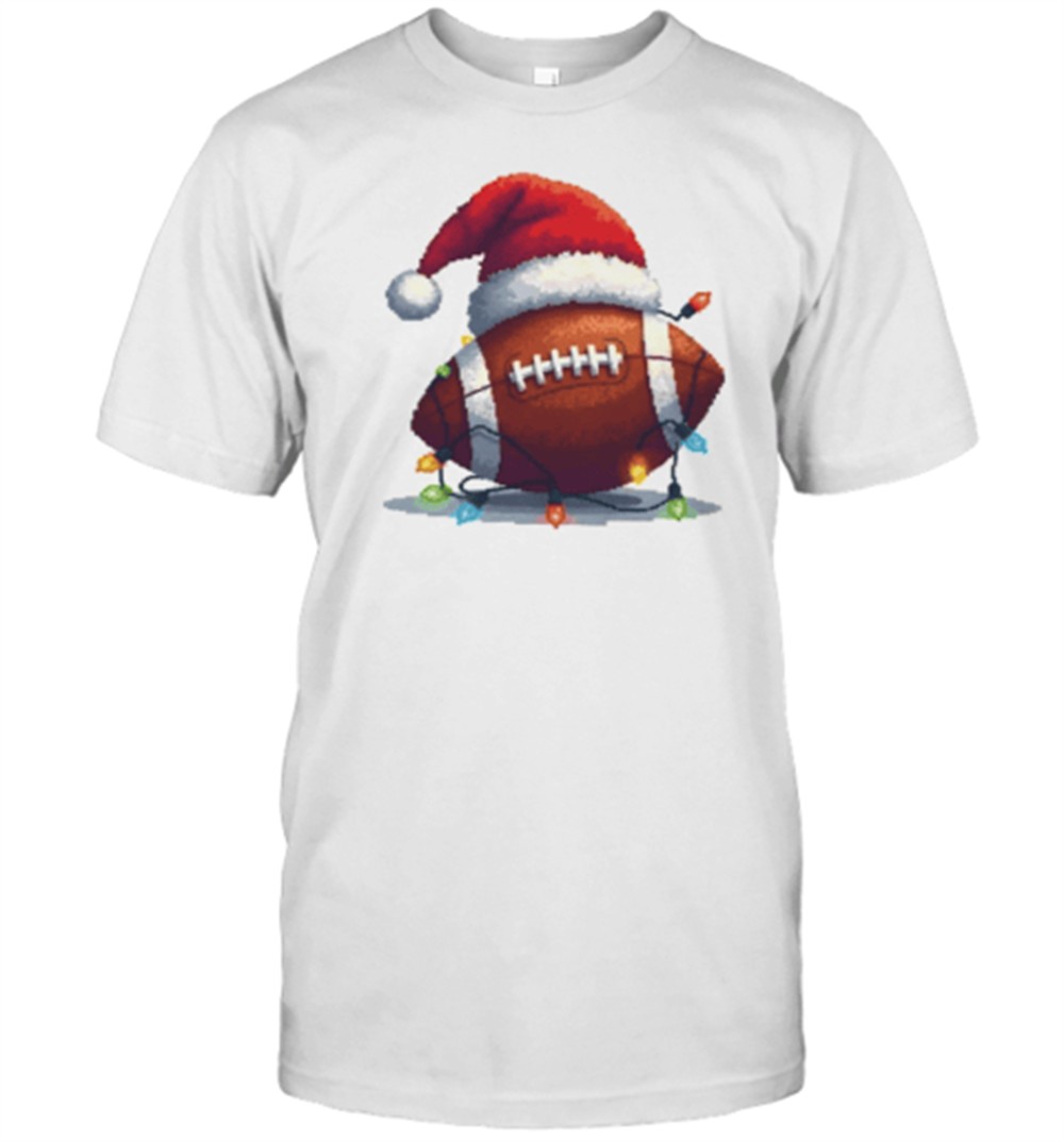 santa-football-with-christmas-lights-pixel-art-t-shirt-5zogu6iw Santa Football With Christmas Lights Pixel Art T-Shirt