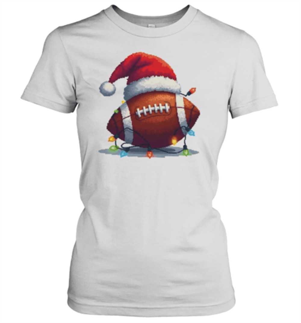 santa-football-with-christmas-lights-pixel-art-t-shirt-5zogu6iw Santa Football With Christmas Lights Pixel Art T-Shirt