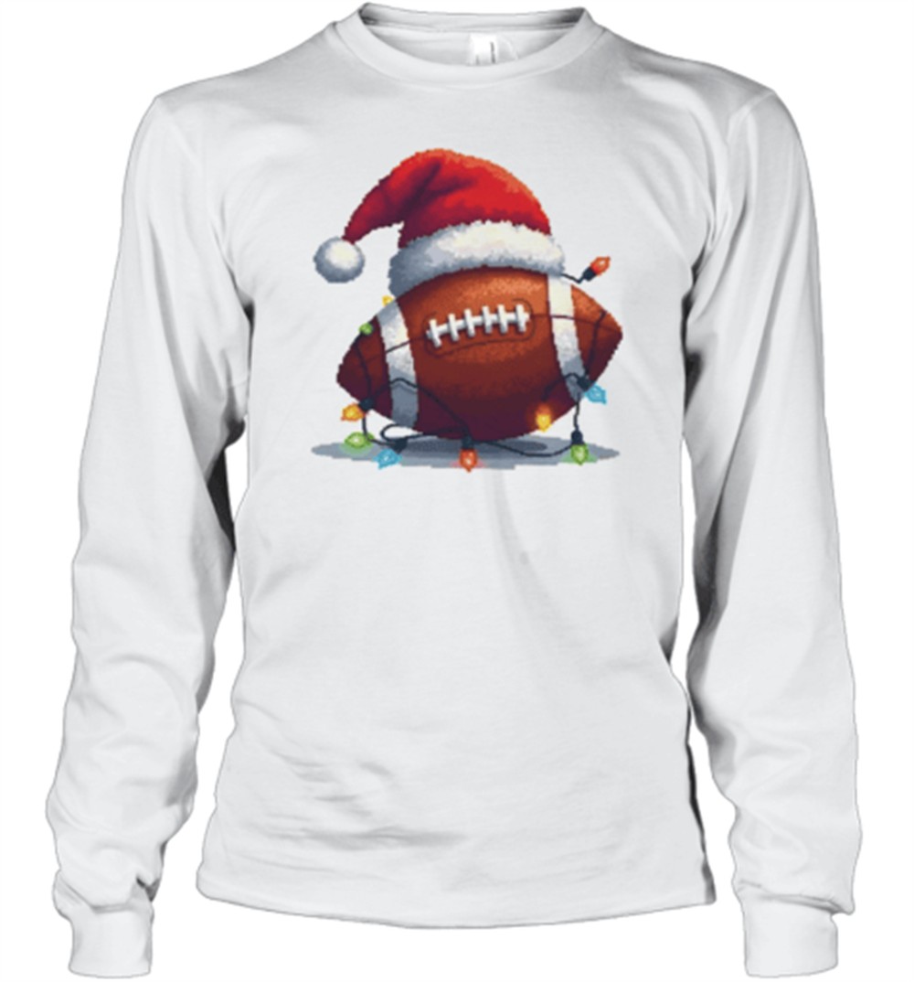 santa-football-with-christmas-lights-pixel-art-t-shirt-5zogu6iw Santa Football With Christmas Lights Pixel Art T-Shirt