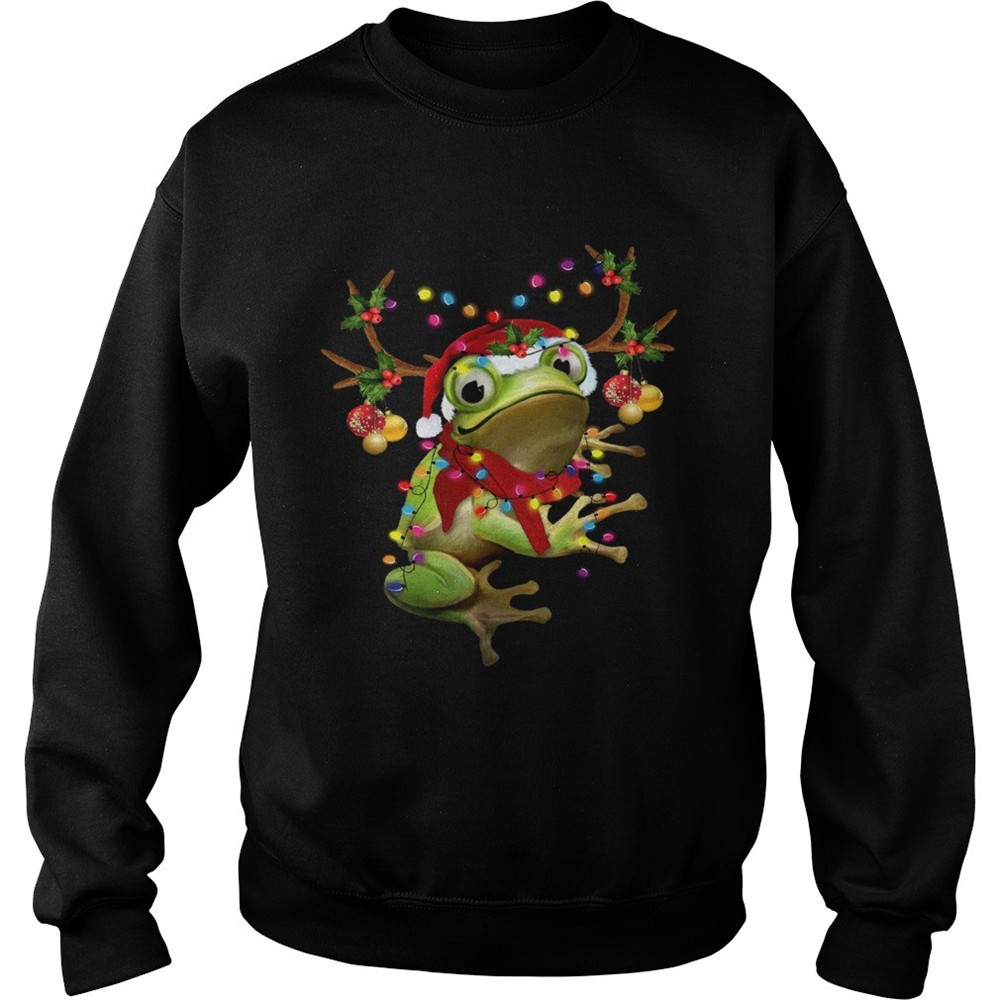 Santa Frog Reindeer Light Christmas shirt