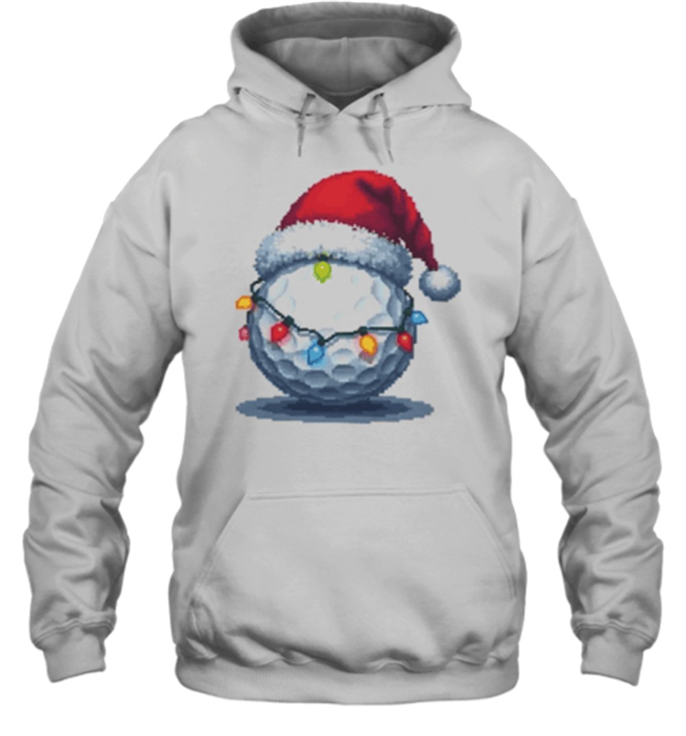 Santa Golf Ball With Christmas Lights Pixel Art T-Shirt