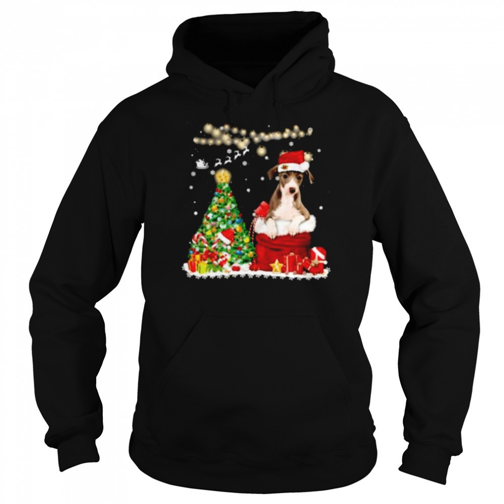 Santa Greyhound Merry Christmas Tree shirt