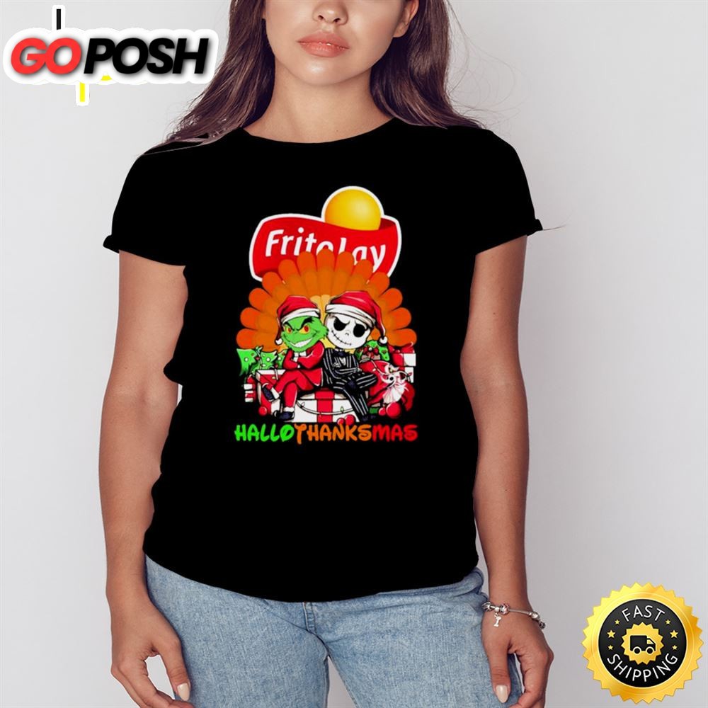 Santa Grinch And Jack Skellington Frito Lay Happy Hallothanksmas 2025 Shirt