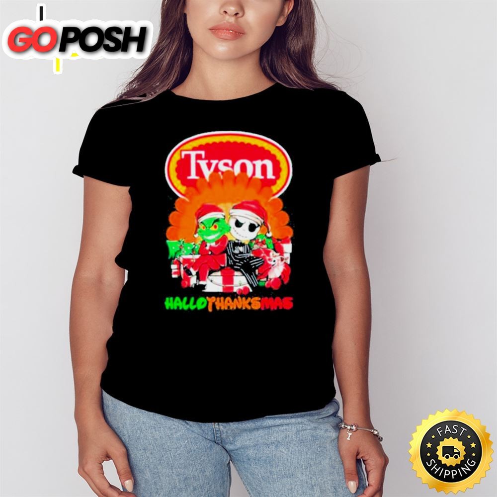 Santa Grinch And Jack Skellington Tyson Happy Hallothanksmas 2025 Shirt
