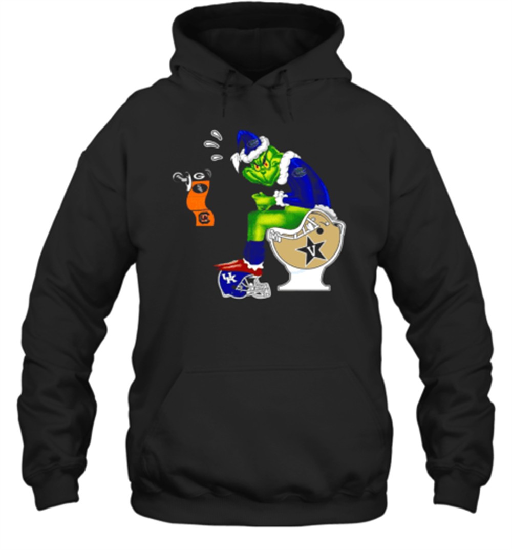 Santa Grinch Florida Gators On Toilet Craftique Vanderbilt Other Team Christmas T-Shirt