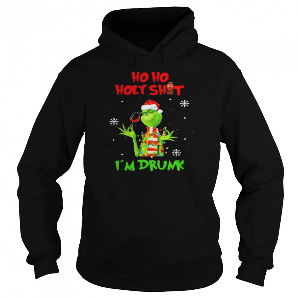 Santa Grinch Ho ho holy sit Im drunk Merry Chritmas lights shirt