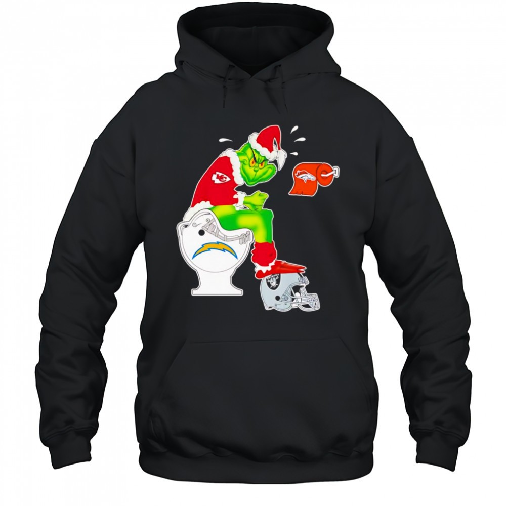 Santa Grinch KC Chiefs Toilet On Los Angeles Chargers Denver Broncos Las Vegas Raiders Shirt