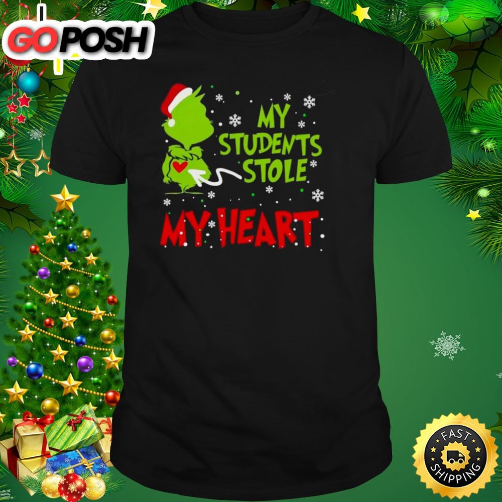 Santa Grinch My Students Stole My Heart Christmas Shirt