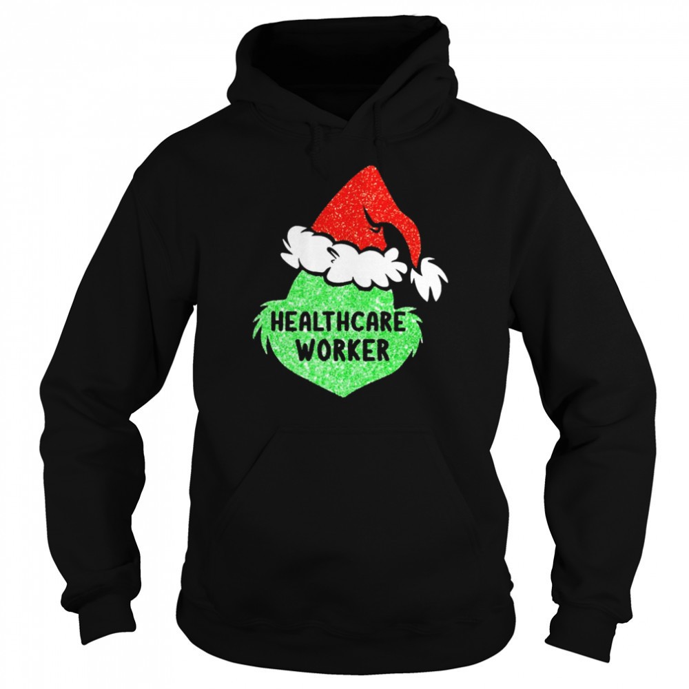 Santa Grinch Silhouette Healthcare Worker Christmas Sweater Shirt