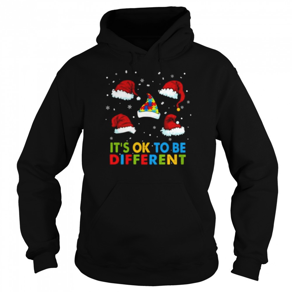 Santa Hat Autism Awareness its ok to be different Christmas shirt