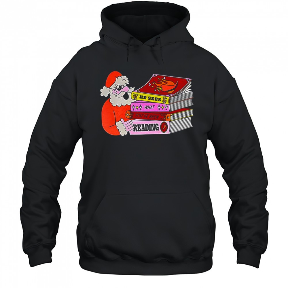 Santa he sees what youve been reading Christmas shirt