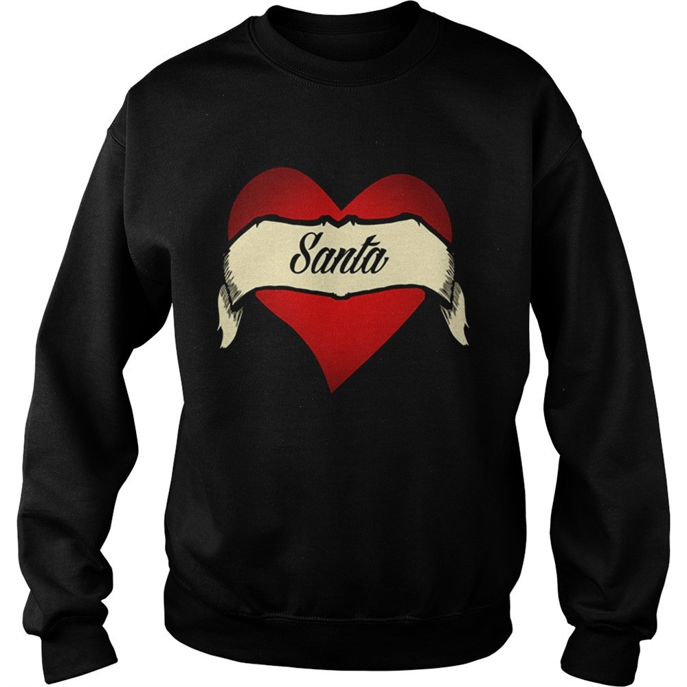 Santa Heart Tattoo Christmas Heart Tattoo shirt
