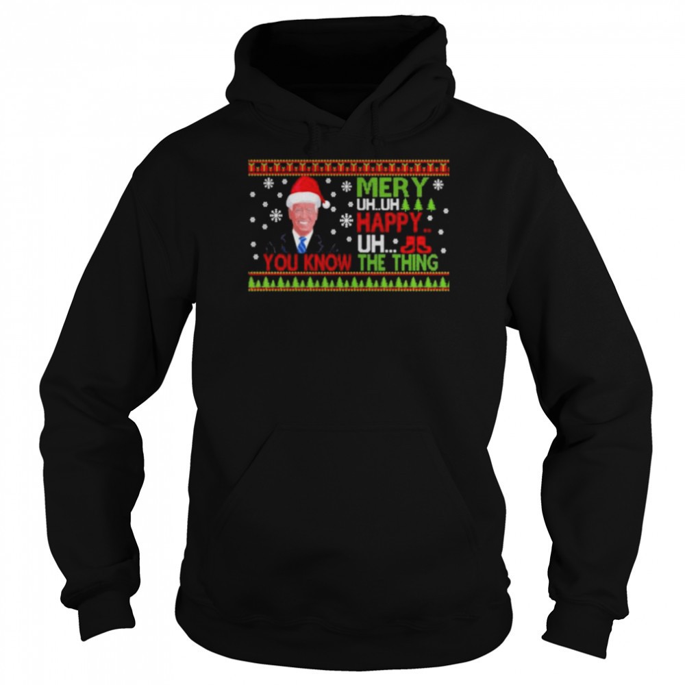 Santa Joe Biden merry uh uh you know the thing ugly Christmas shirt