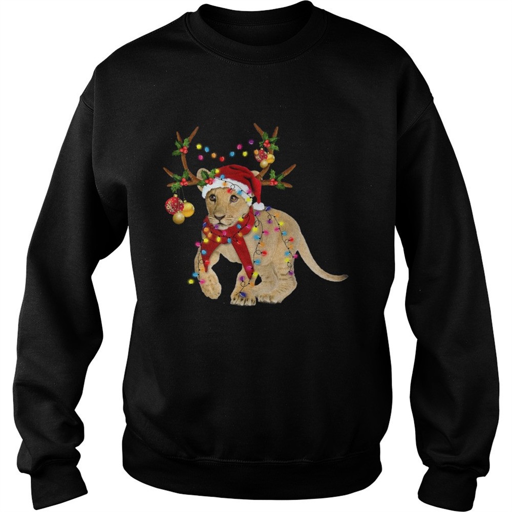 Santa Lion Reindeer Light Christmas shirt