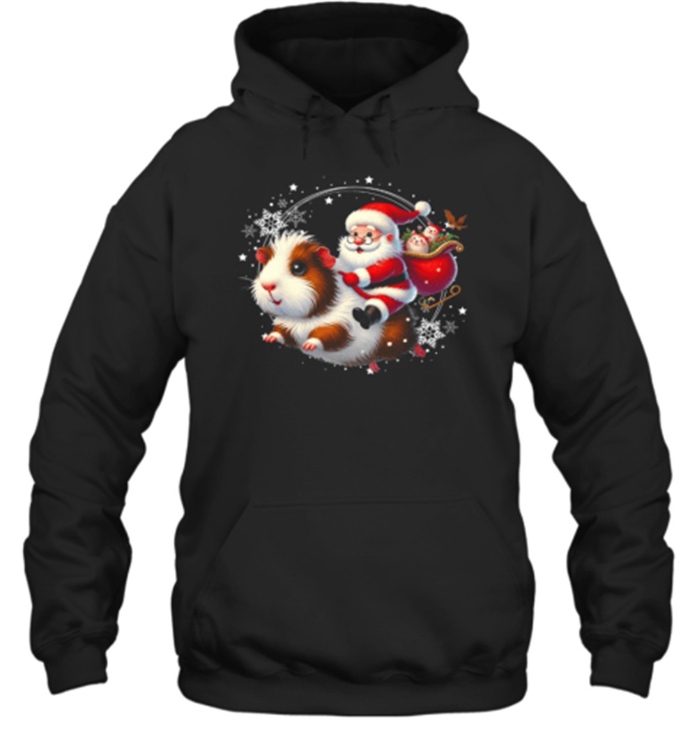 Santa On Guinea Pig Funny Christmas T-Shirt