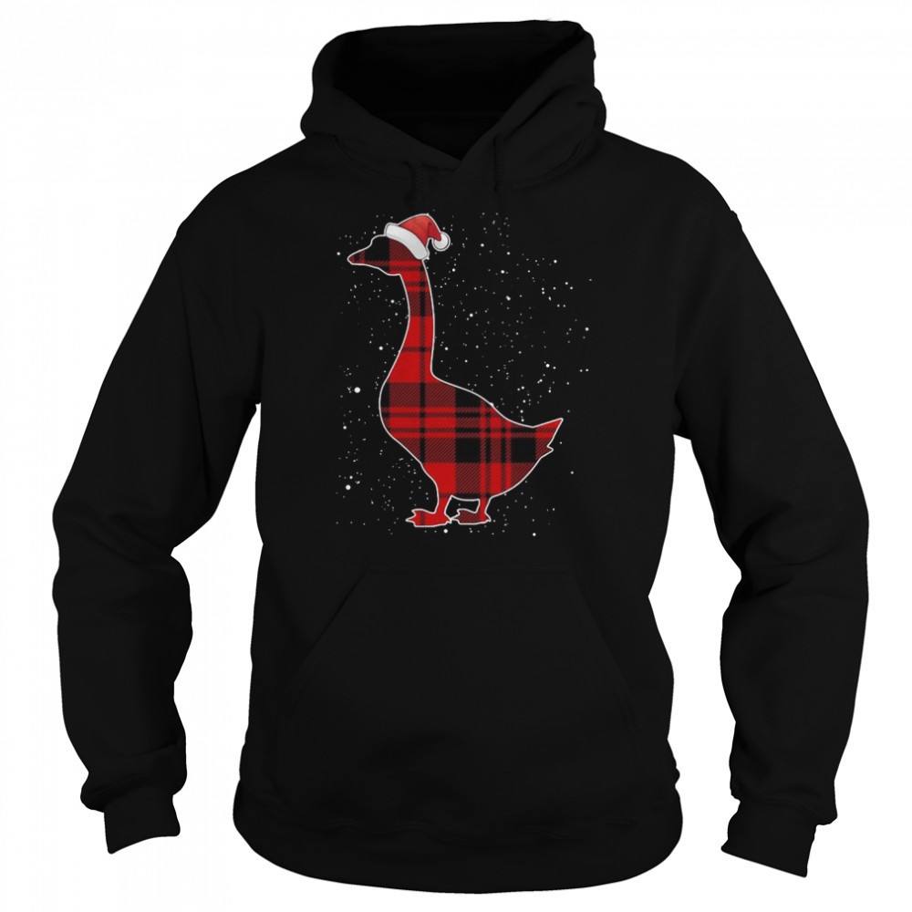 Santa Red Plaid Goose Bird Christmas Xmas Matching Pajama Sweater T-shirt