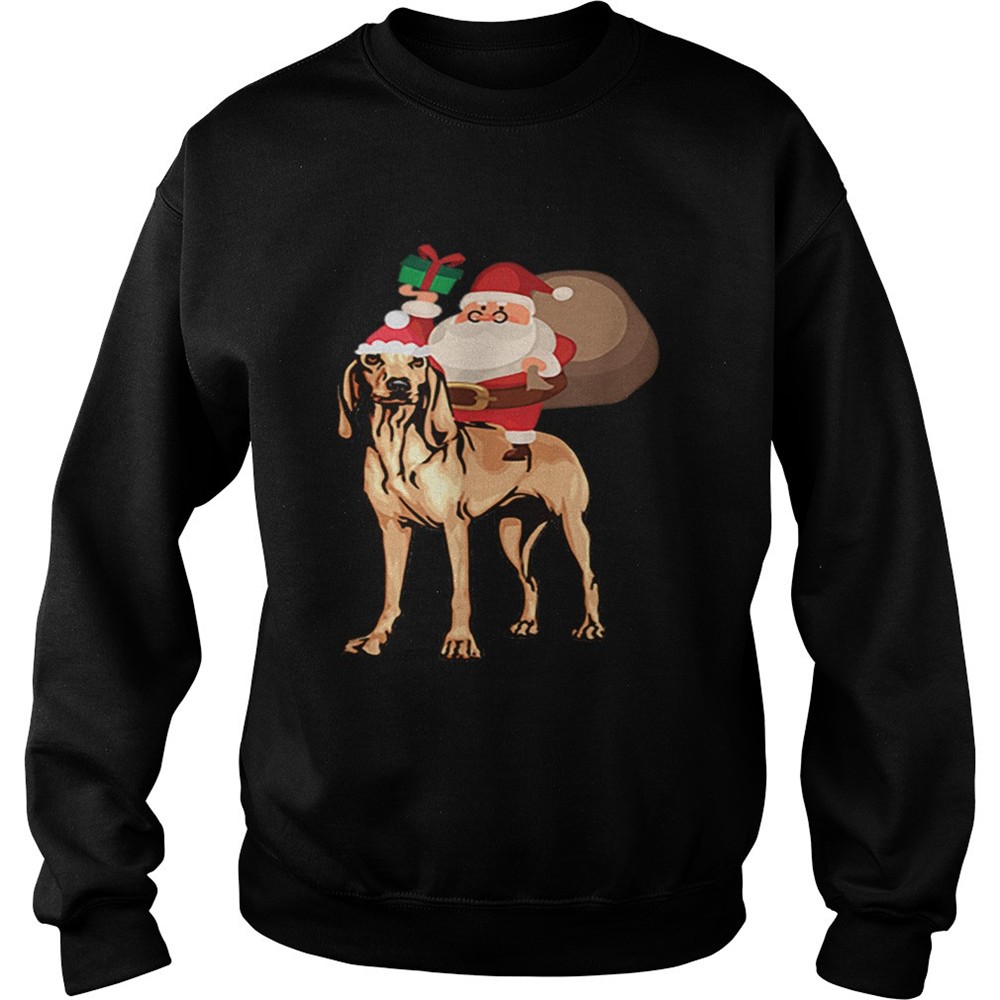 Santa Riding Bloodhound Christmas Pajama Gift shirt