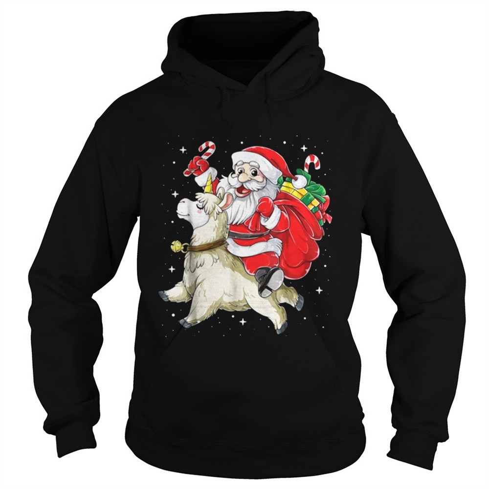 Santa riding Llamacorn christmas shirt