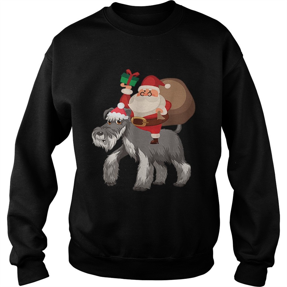 Santa Riding Miniature Schnauzer Christmas Pajama Gift shirt