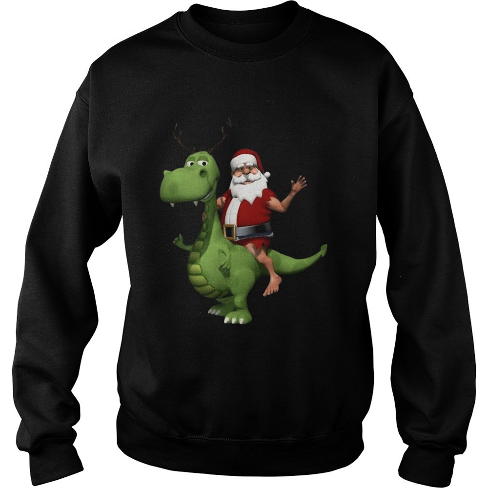 Santa Riding T Rex Dinosaur Reindeer Christmas shirt